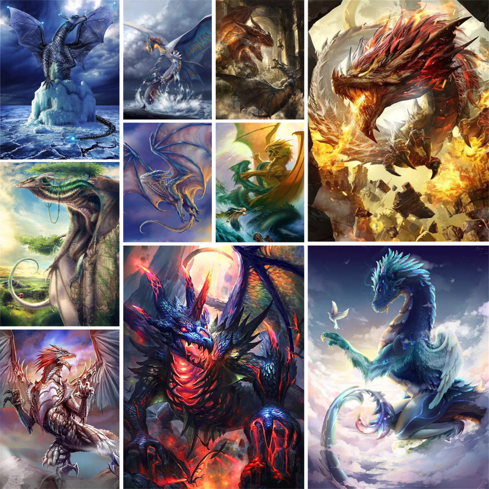 

Evil Dragon DIY Painting By Numbers Set Oil Paints 50*70 Canvas Painting Loft Wall Picture For Kids Handiwork Wholesale Wall Art