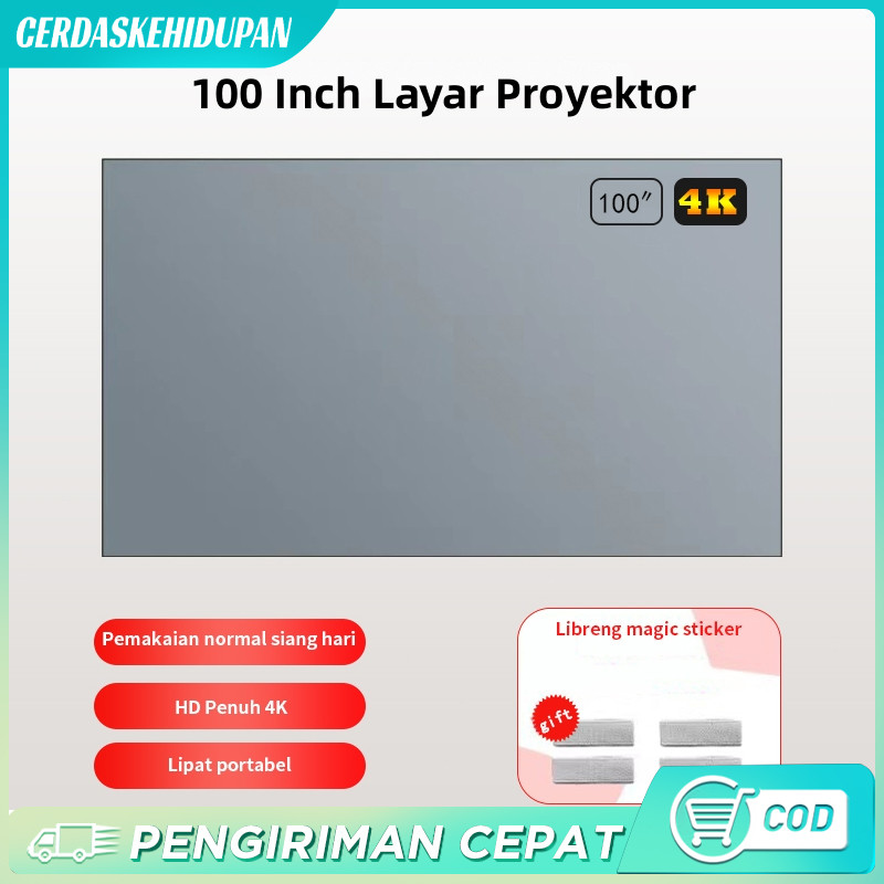 Kain Layar Proyektor Dinding Screen 100/120 Inch Kain Layar Projector Anti Light Ambient Screen Curt