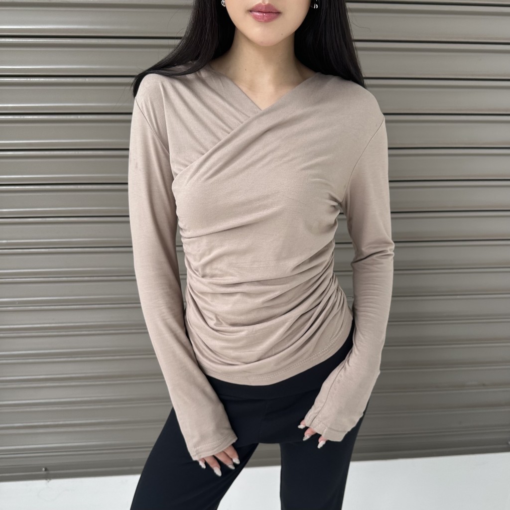 VEGA TOP - Atasan Wanita Lengan Panjang Kaos Korean Top Basic Baju Summer Cotton Spandex Knit Rib Lo