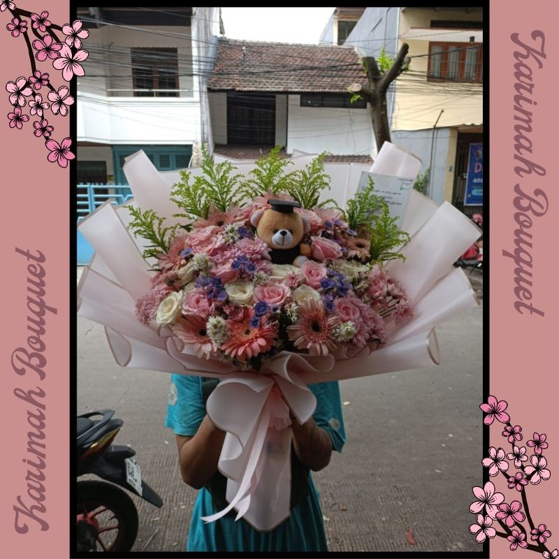 KIRIM INSTANT Buket Bunga Boneka Jumbo Flower  Mix Flower Large Buket Wisuda  Bouquet Bunga  Bucket 