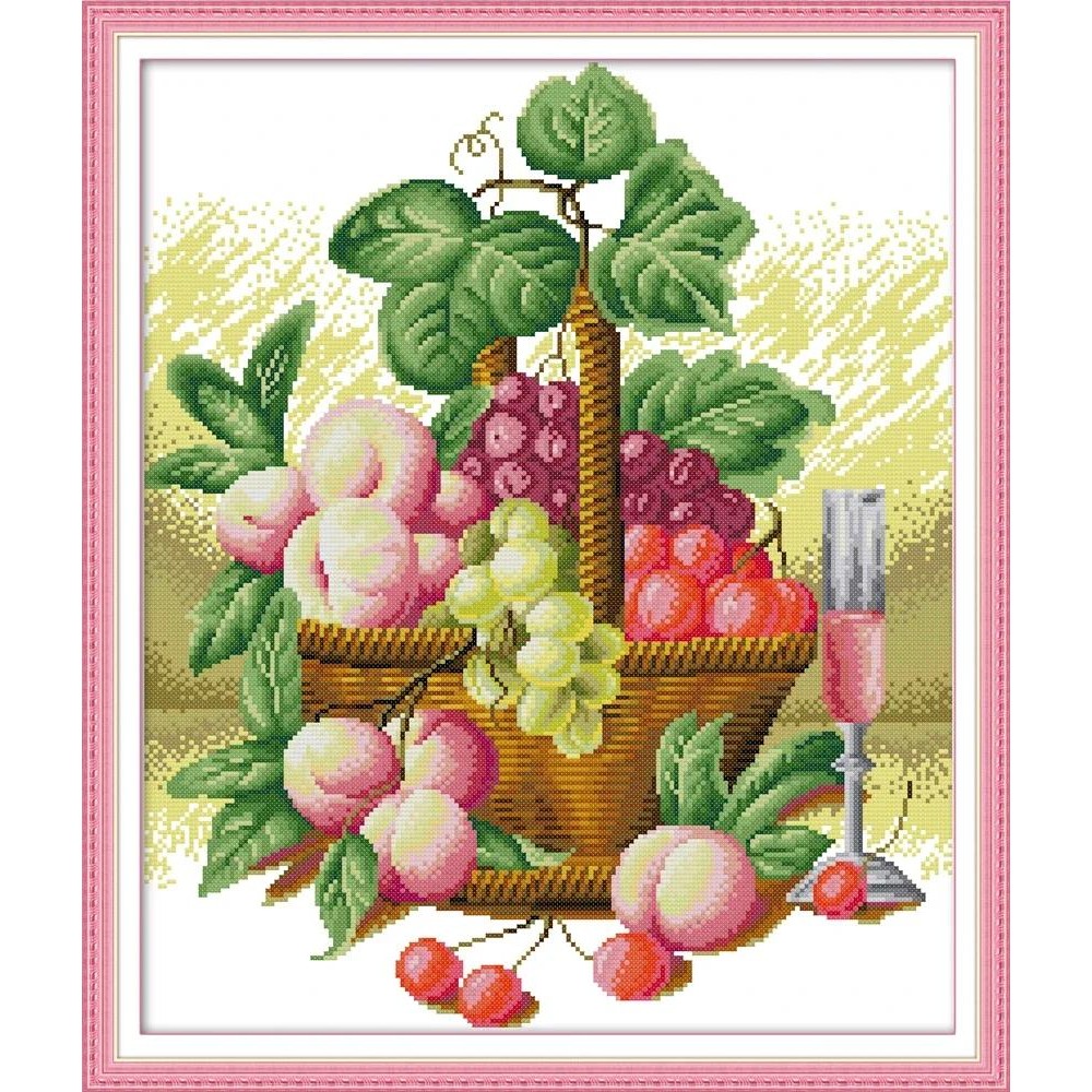 

Rich fruit basket cross stitch kit aida 14ct 11ct count print canvas stitches embroidery DIY handmade