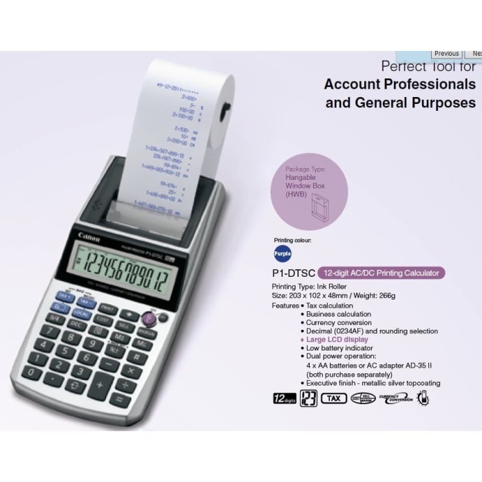 

Canon Calculator Canon Calculator P1 DTSC II HWB