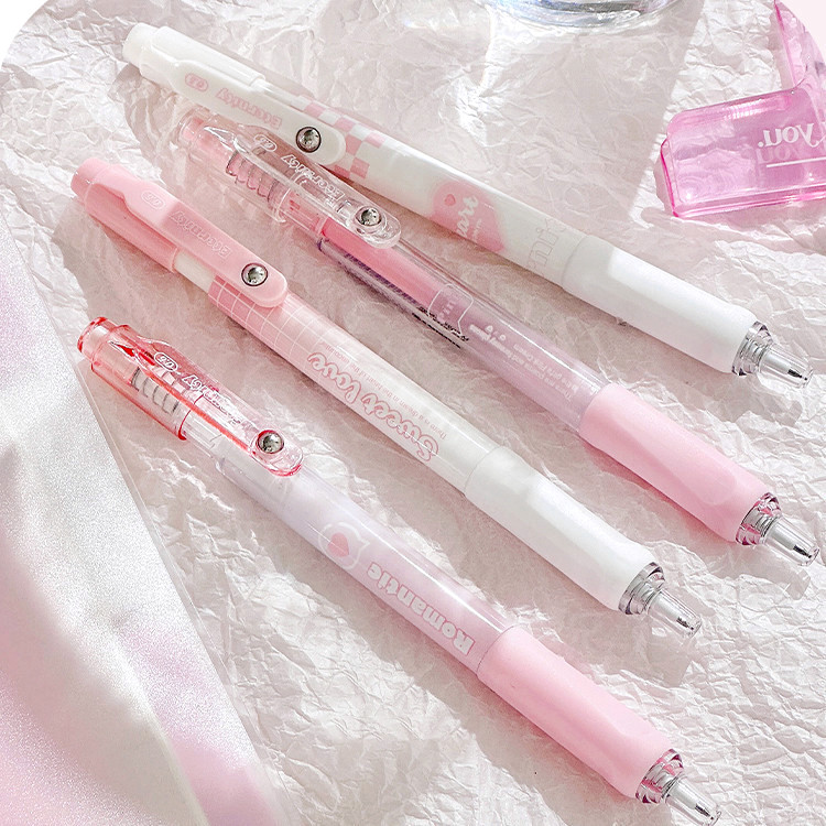 

4pcs pulpen pena pen pulpen aesthetic retractable gel pens study stuff pen mekanik tinta hitam japanese stationery alat tulis