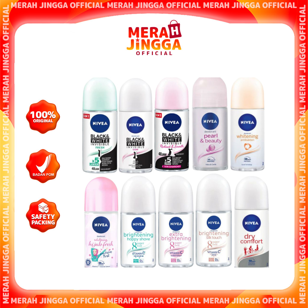 Nivea Deodorant Roll On Women | Brightening | Black White | Hijab Fresh | Merah Jingga Official