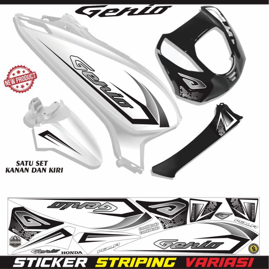 STIKER MOTOR VARIASI STRIPING MOTOR GENIO MOTIF SIMPLE VARIASI LIS GENIO STIKER