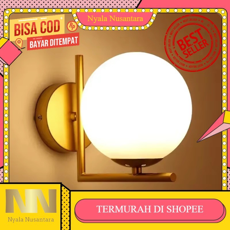 LAMPU DINDING 1 X FITTING E27 BULAT MINIMALIS / LAMPU HIAS DINDING