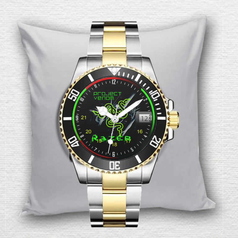Jam Tangan RAZER VENOM GAMING Tanggal Stainless Steel Perak Silver Gold  Dewasa Custom Terlaris Eleg