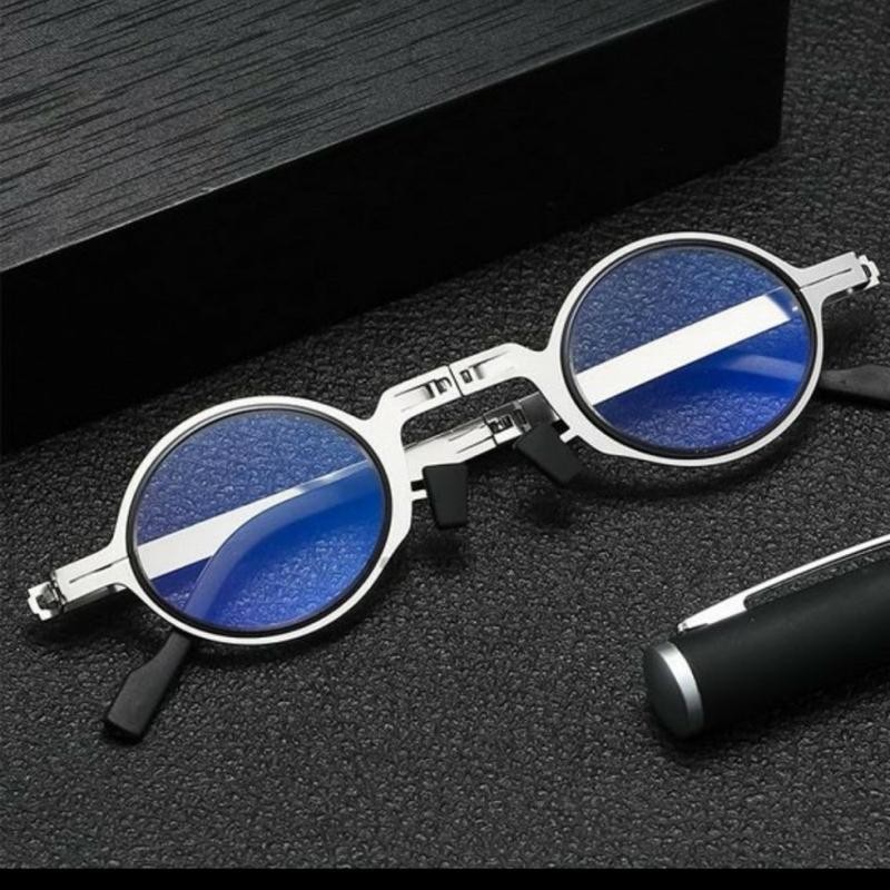 Kacamata Baca Plus Anti Radiasi Titanium Lipat Auto Focus Model Bulat Lensa _ ASG