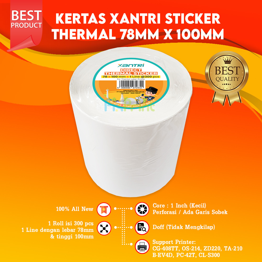 

H7Y Kertas Resi Sticker Thermal Barcode 78x100 100x100 100x150 Roll 500