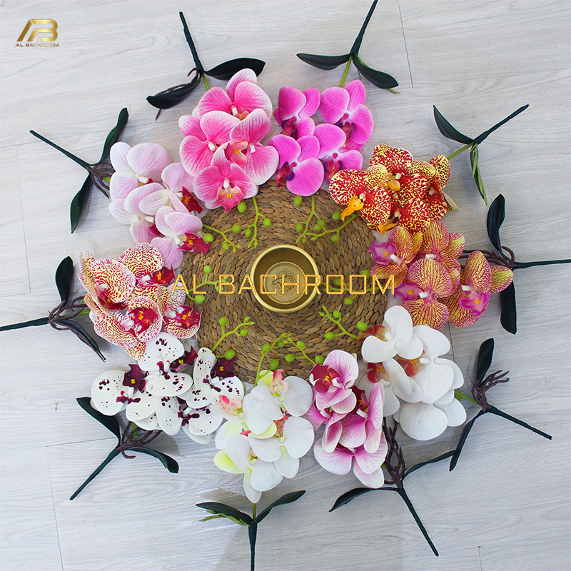 B8029 BUNGA ARTIFICIAL ANGGREK DAUN K4 BESAR BUNGA HIAS PLASTIK DEKORASI RUMAH RUANG TAMU