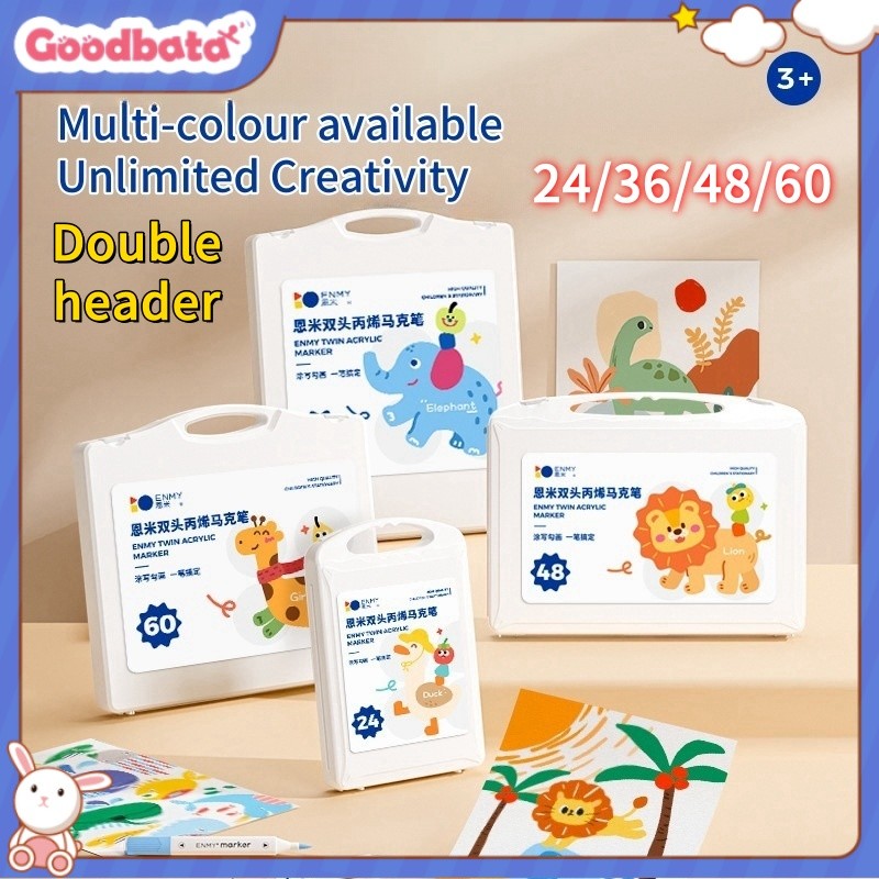 

Goodbata Dual-Head Acrylic Markers Paint Pens with Extra Fine Tips and Brush Heads for Wood