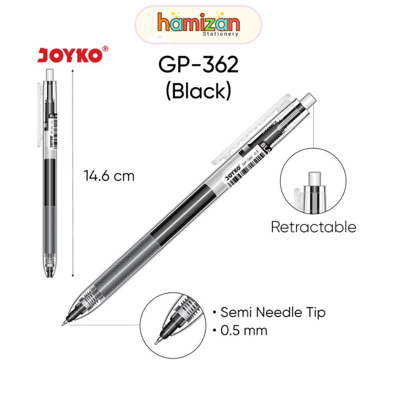 

(1 pcs) Pulpen Jel 0,5mm Gp-362 / Pen gel Jumbo Fill / Gelpen tinta hitam Joyko Gp-362 / Gel Pen Pulpen Pena Joyko GP-362 Jumbo Fill 0.5 mm Murah Berkualitas
