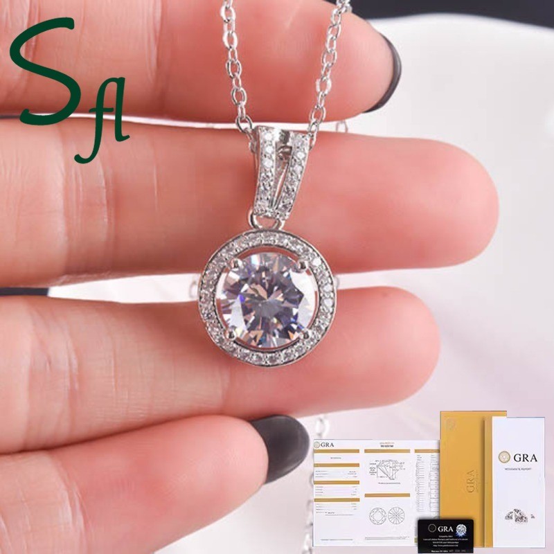 SFL PT950 Wanita 3 Karat Moissanite Platinum Kalung