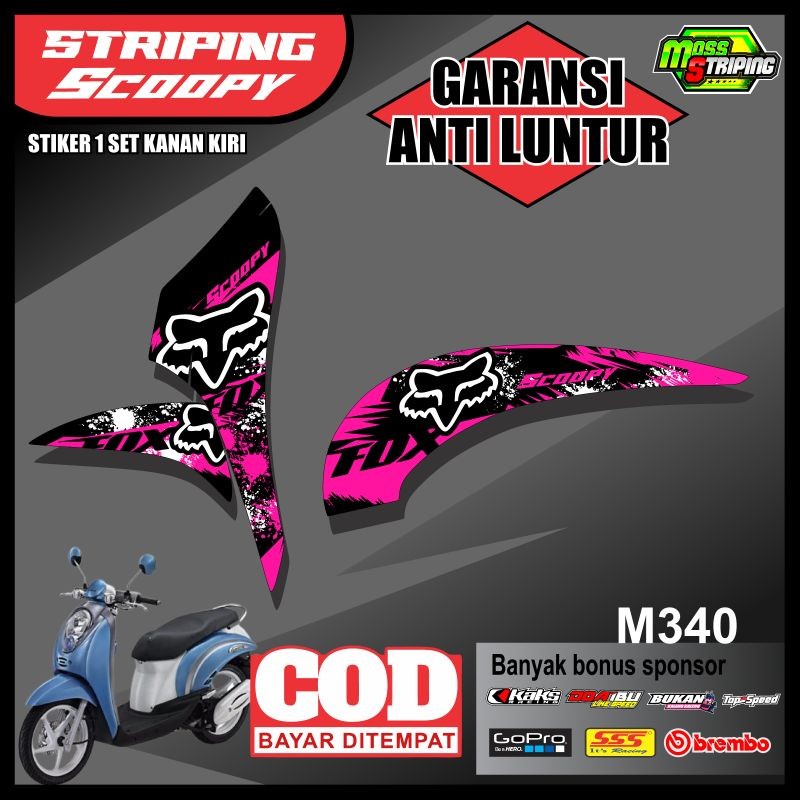 Striping Scoopy Scopy Scoopi Karbu Lama M340 Stiker Sticker Setiker List Variasi Motor Scoopy Karbu 