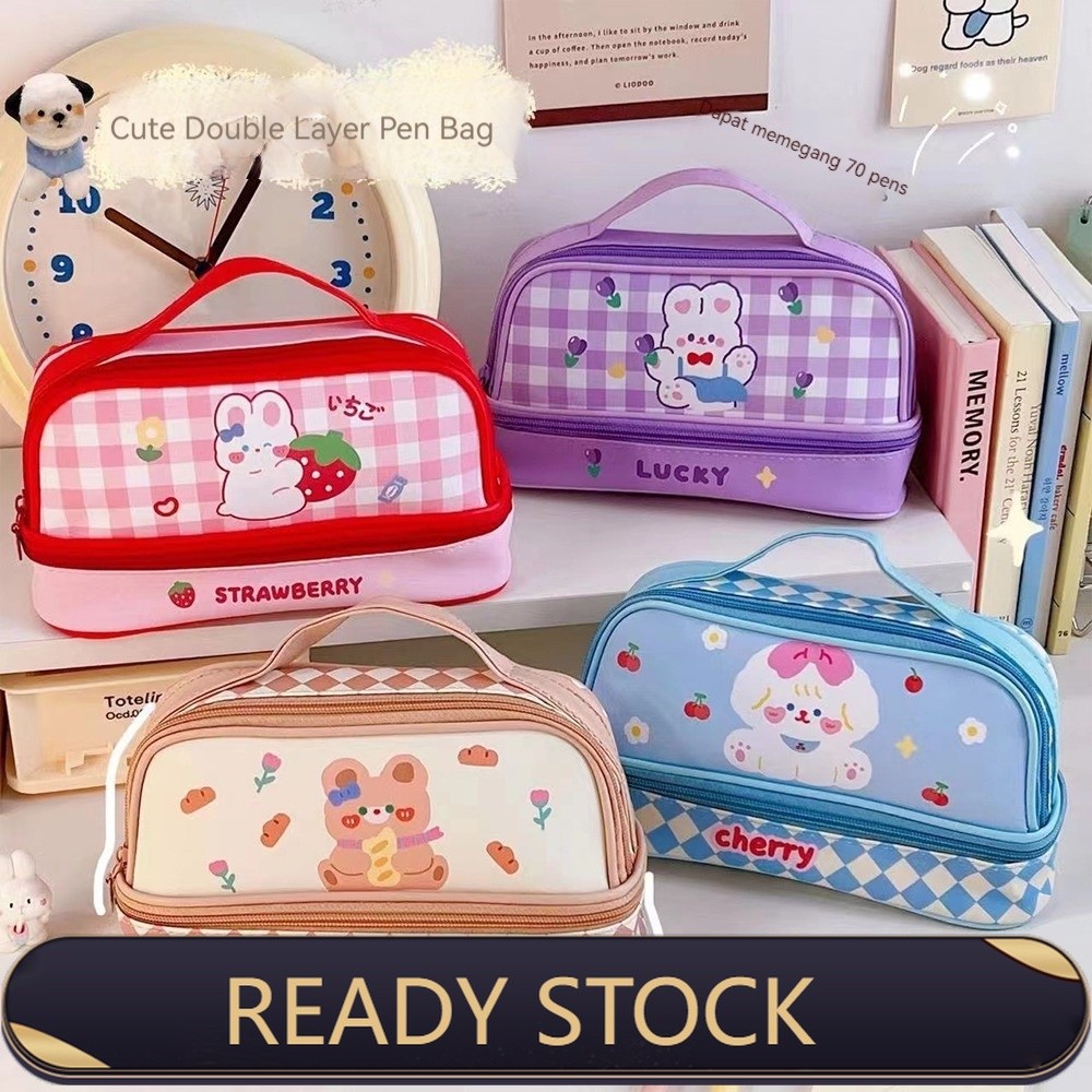 

COD Tempat pensil berkapasitas besar/tas kosmetik berlapis ganda/tas penyimpanan / Tempat Pensil Kotak