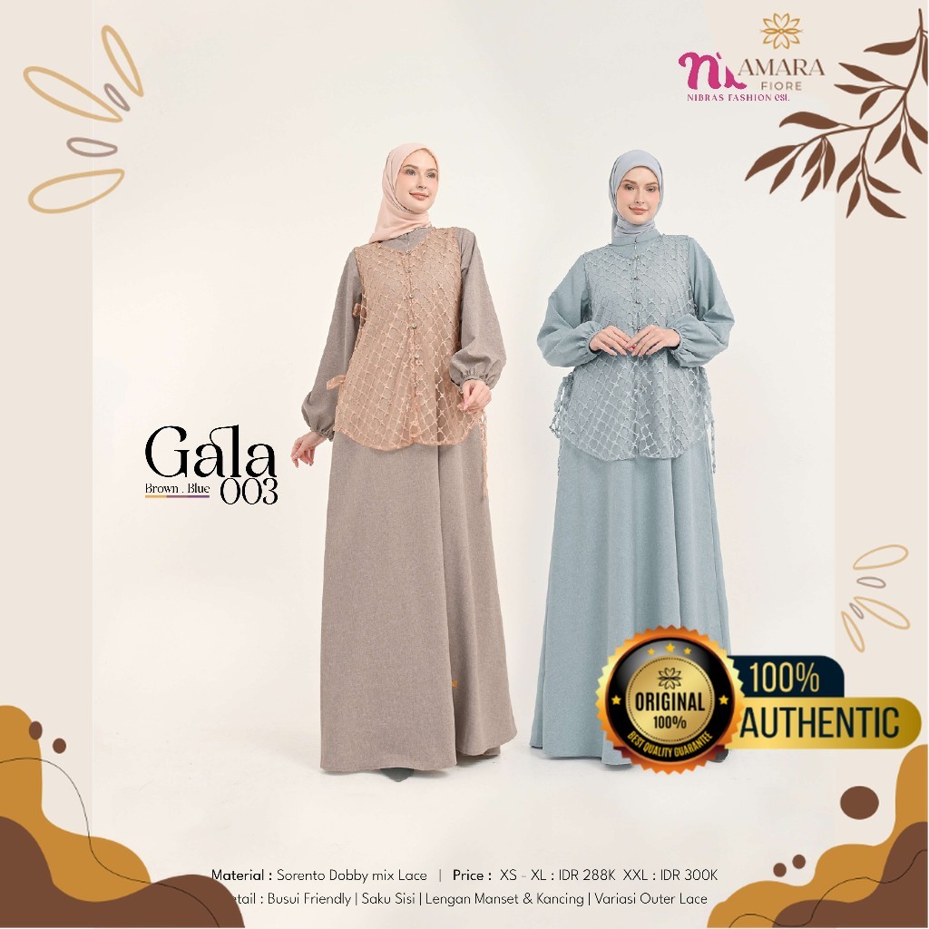 Gamis Outer Casual Premium Nibras Gala 003 Original | Dress Berouter Wanita Muslim