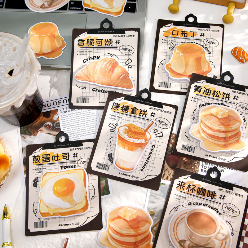 

45 Pcs/pack Kawaii Sticky Notes Self Sticky Notes Cute Bake Shaped Sticky Notes For School Office Students Kawaii Stationery