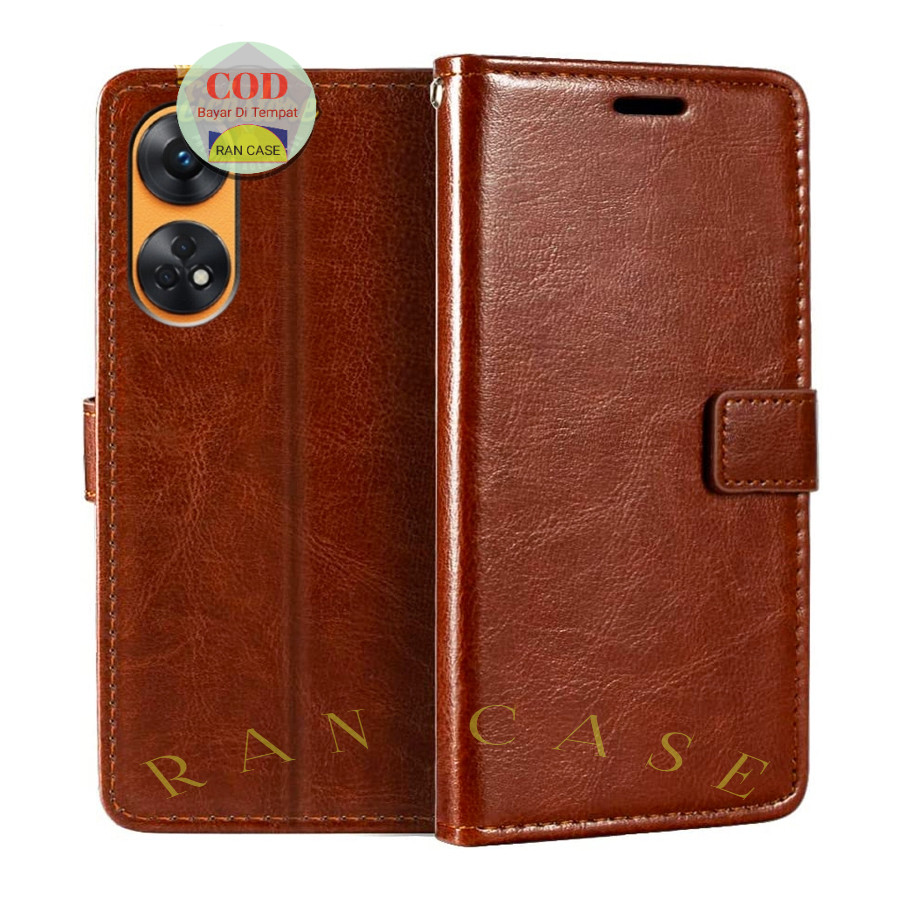 CASE OPPO RENO 8 T 4G CPH 2481 LEATHER CASE SARUNG HP DOMPET KULIT FLIP COVER KESING HEADPHONE