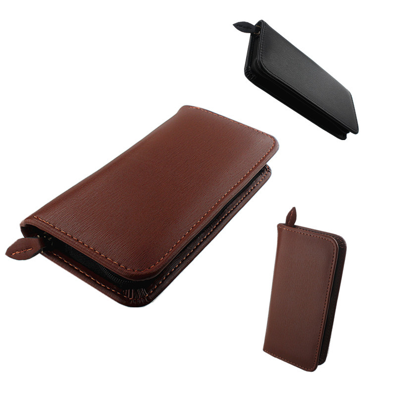 

High Quality Leather Fountain Pen Case 3 Divided Slots, Zippered Pen Case Pouch, Handmade Display Pen Holder, Black/ Brown