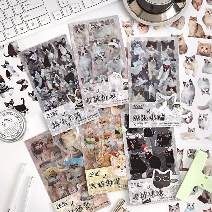 

Sticker Kucing Lucu Banget Cat Stickers Journal Deco Animals Decorative Isi 6 Lembar / Pack Gwiyeo