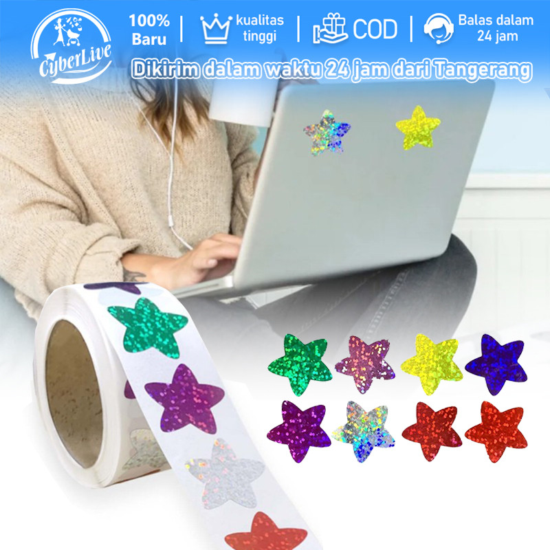 

500pcs Stiker Motif Bintang Star Stiker Reward Stiker Star Glitter Stiker Anak