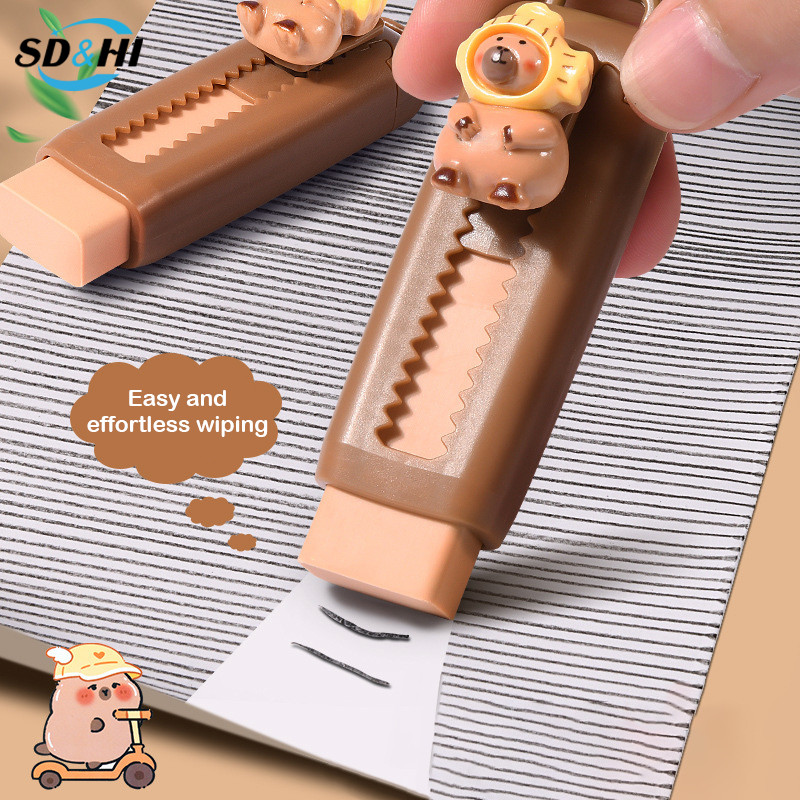 

Kawaii Push Pull Capybara Eraser Soft School Supplies Clean Mess Free Stationary Office Student Rubber Eraser For Kids Gift