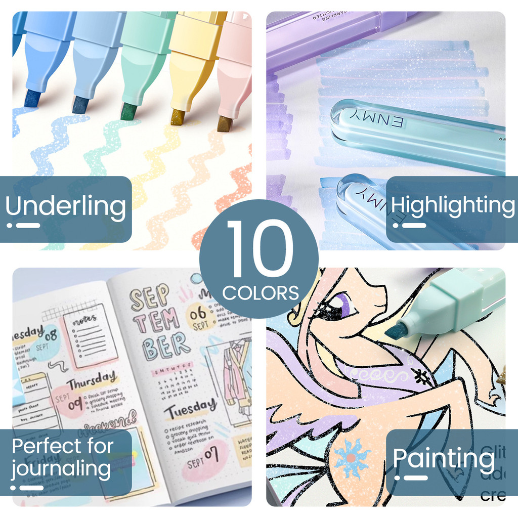 

Ay00! ENMY Highlighter Persegi dengan Gradasi Warna untuk Handmade Notebook, Highlighter dengan