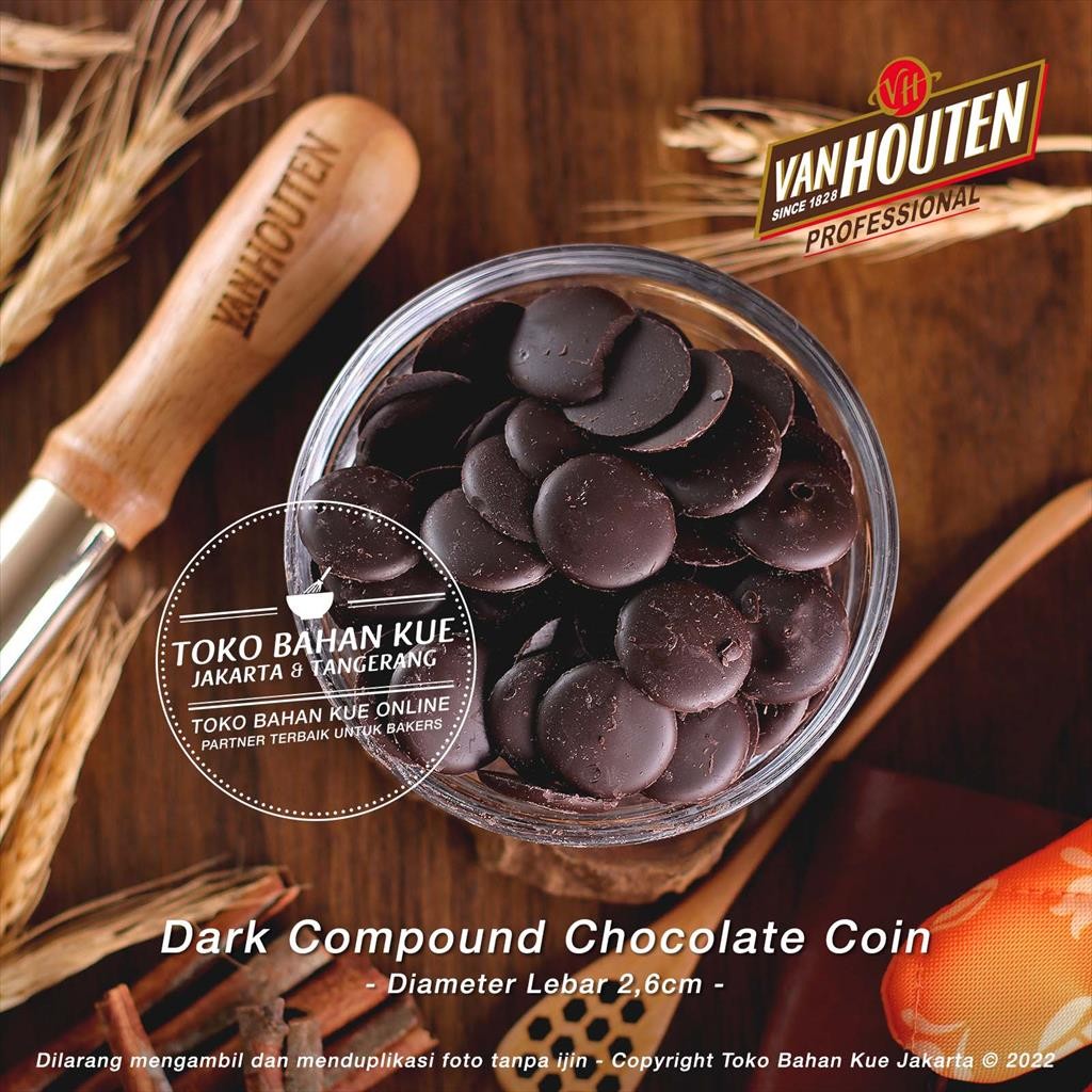 

Van Houten Intense Dark Chocolate Compound Coin 100gr BUTTON Cokelat