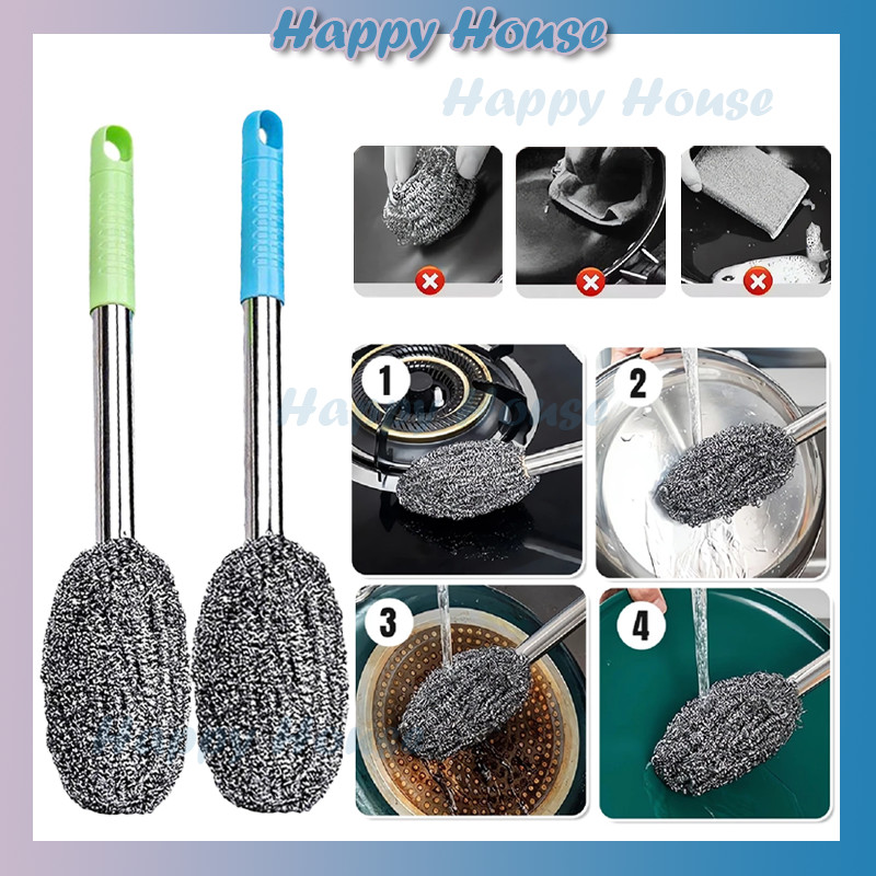 Sikat Penggosok Gagang Panjang Kawat Besi Sabut Pembersih Botol Panci Piring Toples Serbaguna