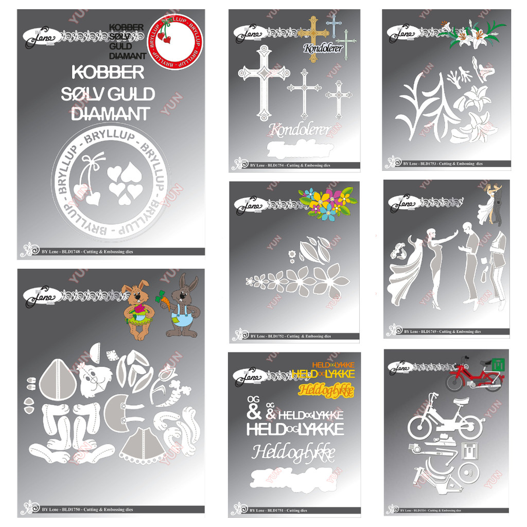 

April 2025 New BY Lene Cutting Embossing Dies Bride and Groom Good Luck Texts Wedding Flowers Frame Dies DIY Scrapbooking Cards