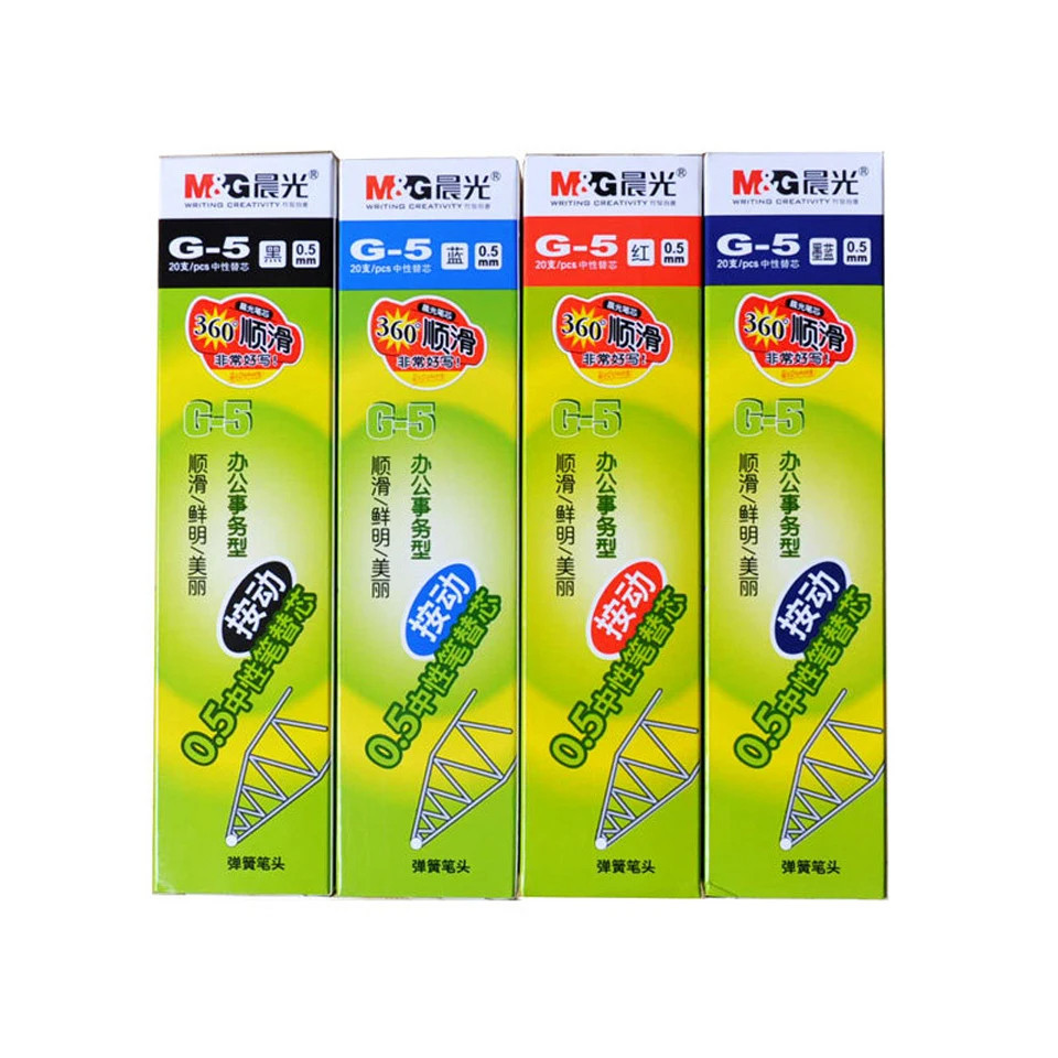 

10Pcs/box M&G G-5 Press Gel Pen Refills 0.5mm Blue/Black/Dark/Blue And Red Ink For Student Stationery Writing Push Type Gel Pens