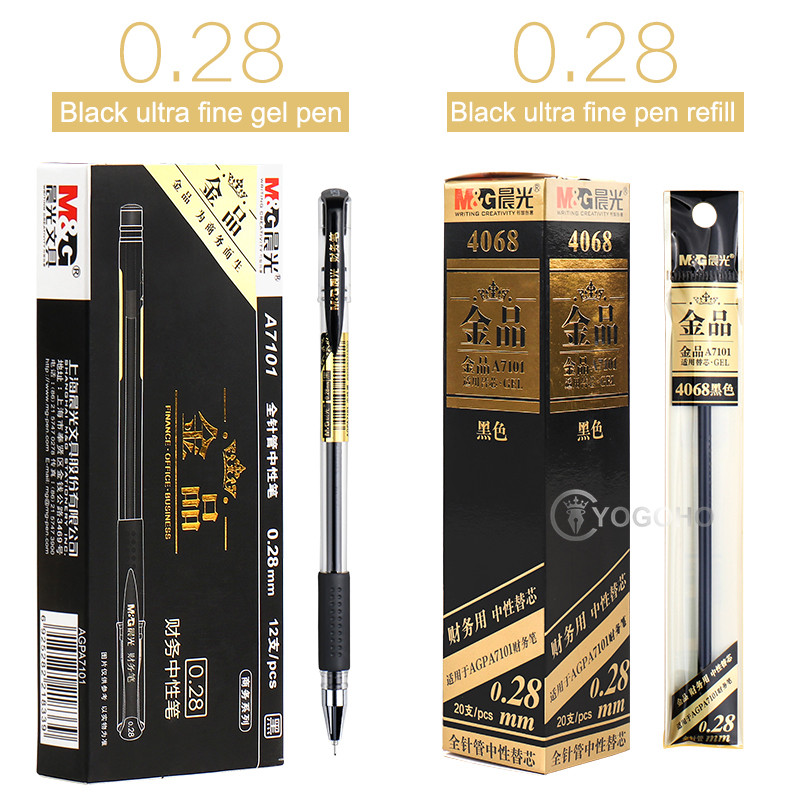 

Hot Sell 12pcs/box M&G 0.28mm gel pen fine point ultra fine Gel pens with refills free shipping