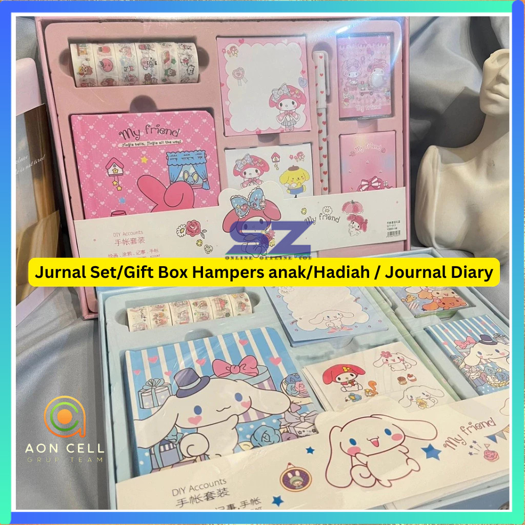 

Paket Jurnal Set/Gift Box Hampers anak/Hadiah / Notebook Journal Diary / 6 in 1 Boba Alat Buku Tulis Lengkap Scrapbook Cute Girl