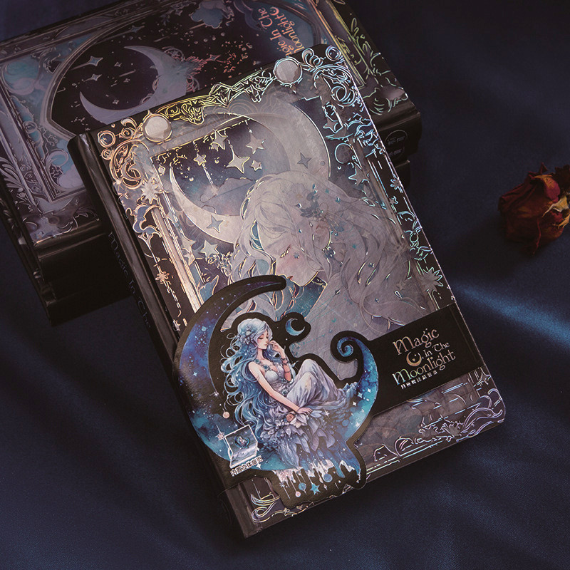 

Vintage Magic Book Gothic European Style A5 Notebooks,Hot Stamping Hardcover Cover Full-Color Illustrated Notepad,128 Sheets