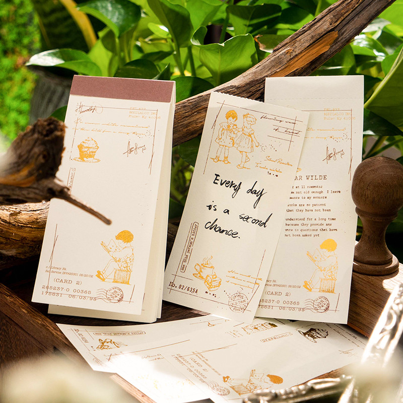 

30 pcs Long note Memo Pad hot gold fantasy fairy tale ledger material paper message can be written flower fairy 6 models