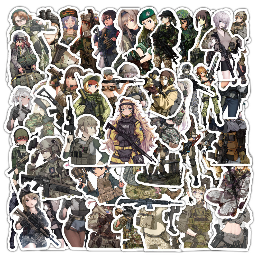 

10/30/50pcs Anime Camouflage Soler Girl Stickers Cool Cartoon Graffiti Decals Y Skateboard Laptop Phone Sticker Decoration