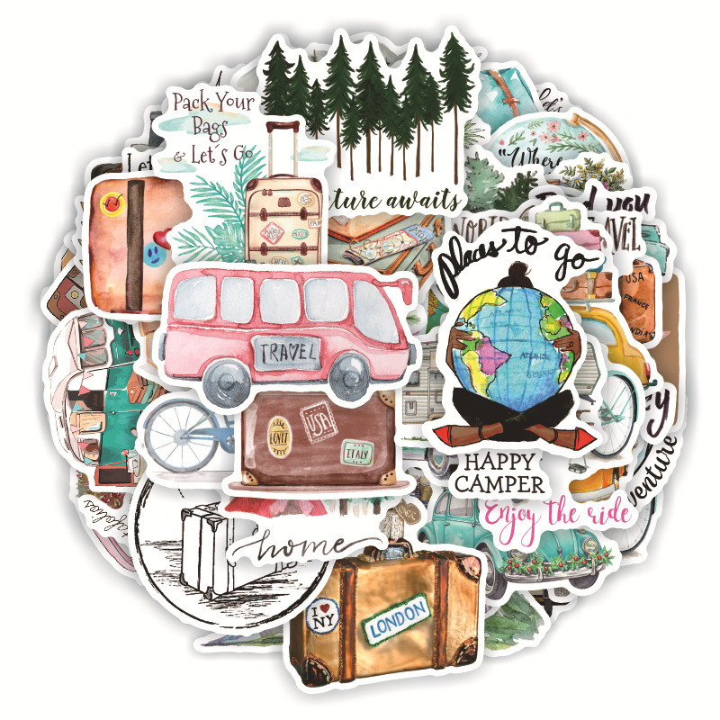 

50PCS Travel World Stickers For Waterproof Decal Laptop Motorcycle Luggage Snowboard Fridge Phone Car Sticker