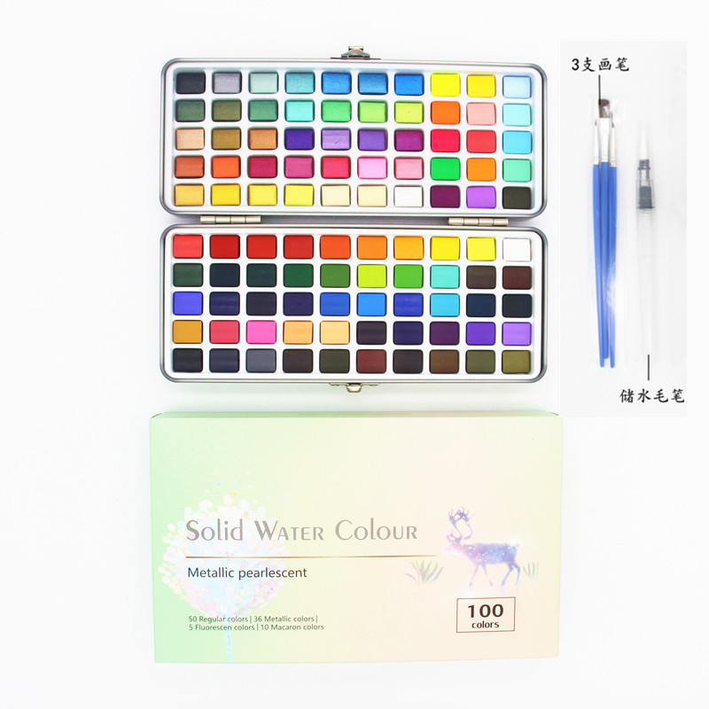 

50/72/100/128 Colors Solid Watercolor Paint Set - Professional Pearl Pigment, 168 Colors For Nail Art, Portable Metal Case With
