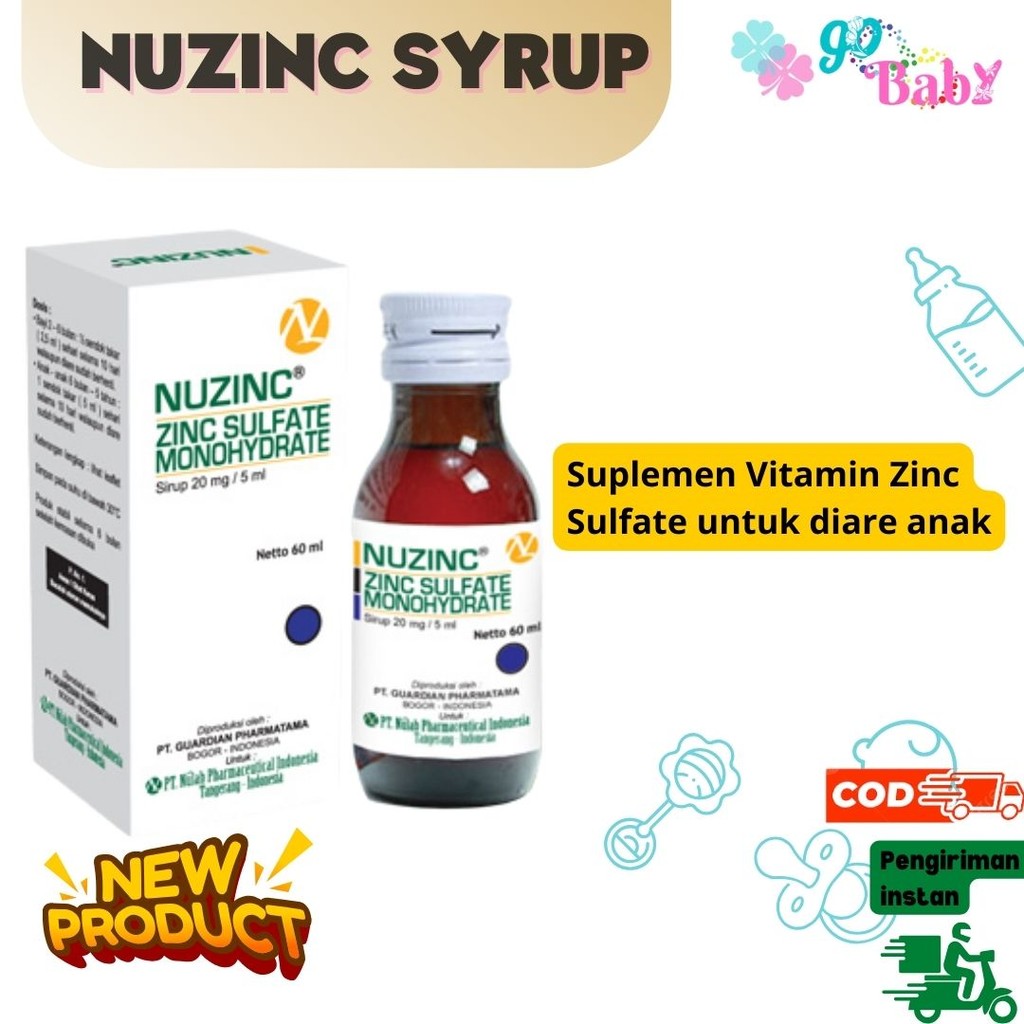 Nuzinc Sirup 60ml - Suplemen Vitamin Zinc Sulfate untuk diare anak