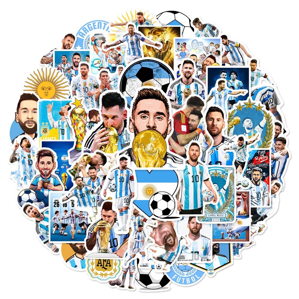 

50Pcs Football Star Stickers Messi Sticker,Sports Soccer Sports Stickers,Waterproof Decals for Laptop Luggage Water Bottle