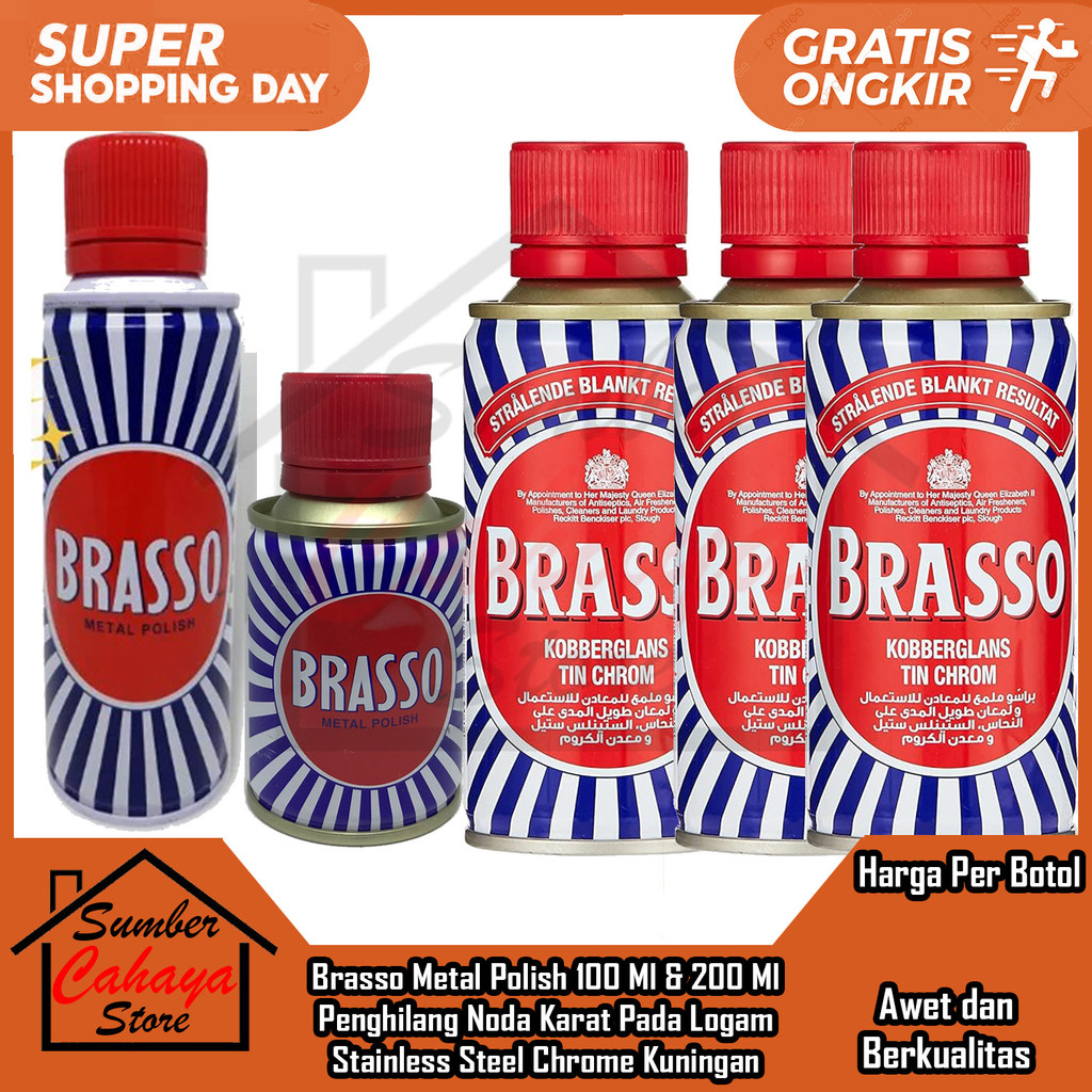 Brasso Metal Polish Liquid Original 100ml 200ml Cairan Pemoles Pengkilap Logam Besi Kuningan Tembaga