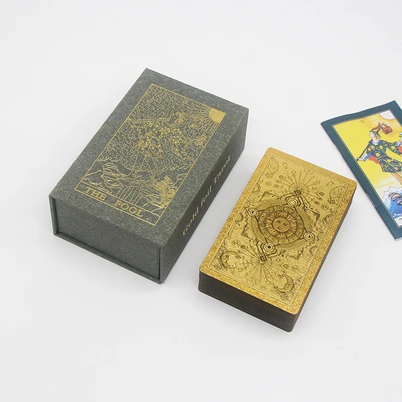 1set Kartu Tarot Tarot Card Dengan Kotak Tarot Kartu Golden Tarot Deck 78+2pcs