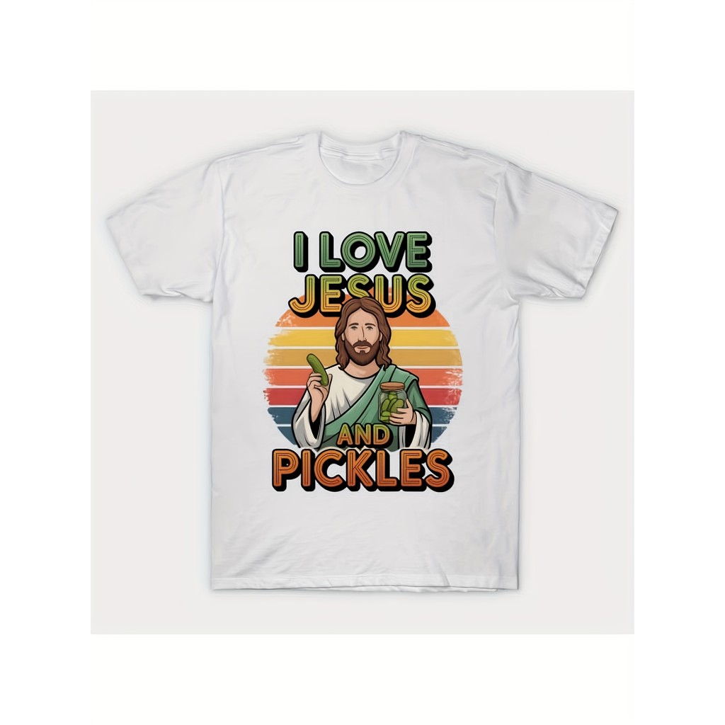 Aku Cinta Yesus dan Acar Sauerkraut Kaos Yesus Sauerkraut 220g, Katun Murni, Kaos Cetak Transfer Pan