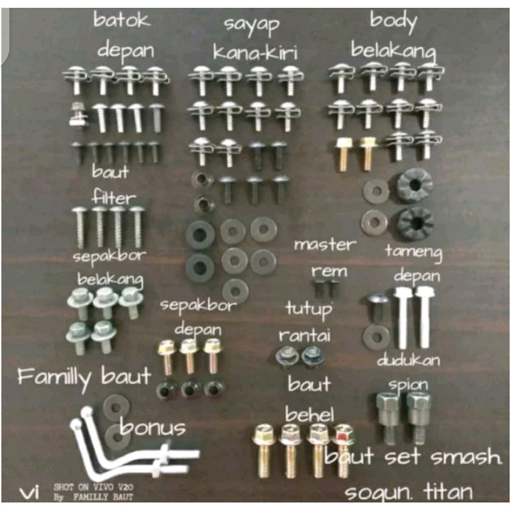 baut full set body  suzuki smash new