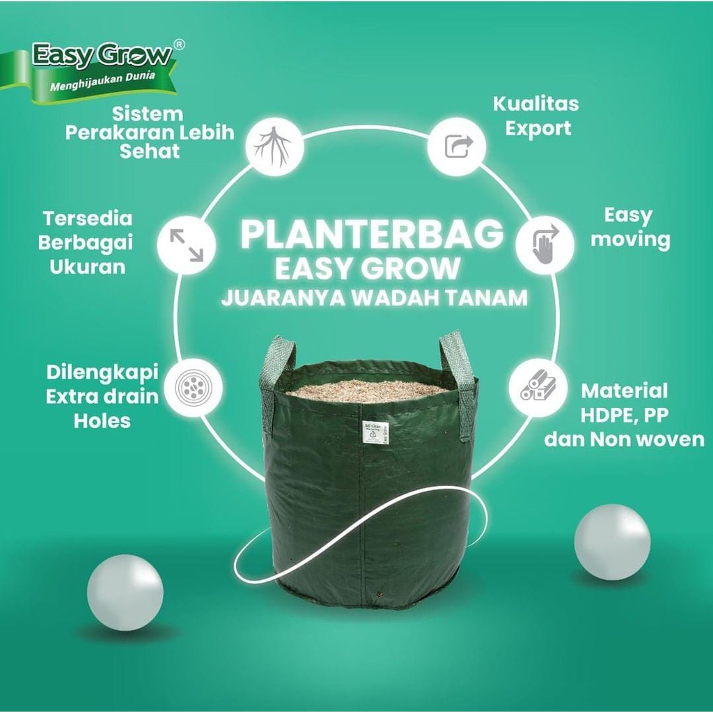 Juarastoree_ (Rls) Planter Bag Easy Grow 40 Liter Handle Planter Bag 40 Liter