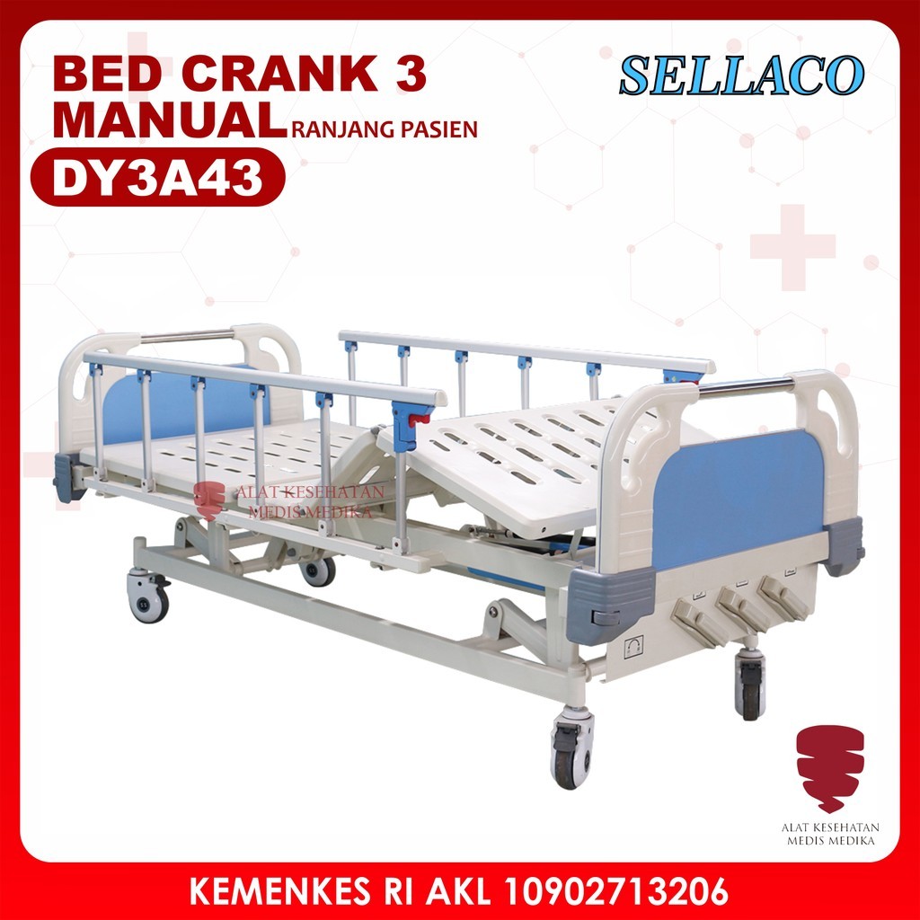 Bed Manual 1 2 3 Crank Ranjang Pasien Rumah Sakit Hospital