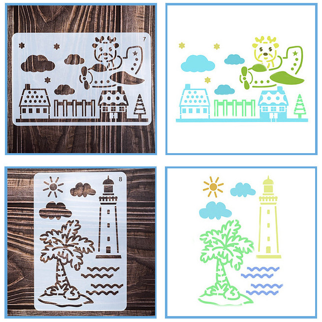 

GARDESHOP.ID [Jual Murah] Stensil Gambar Anak 12pcs Ukuran 14x20cm - Alat Menggambar Anak TK SD / Template Menggambar Kreatif