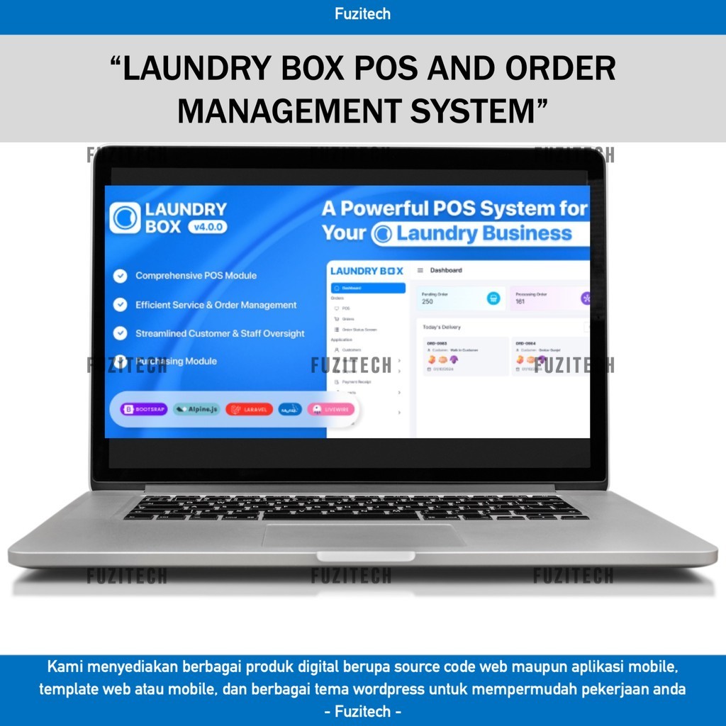 SOURCE CODE APLIKASI WEB LAUNDRY BOX POS AND ORDER MANAGEMENT SYSTEM D293 FUZITECH