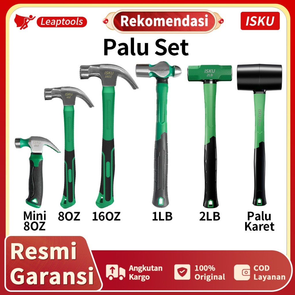 ISKU Palu Set/Palu Kambing Claw Hammer/Palu Konde 1LB/Palu Batu 2LB/Palu Tukang