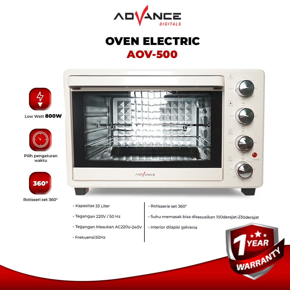 Advance AOV500 Oven Listrik Low Watt 33 Liter